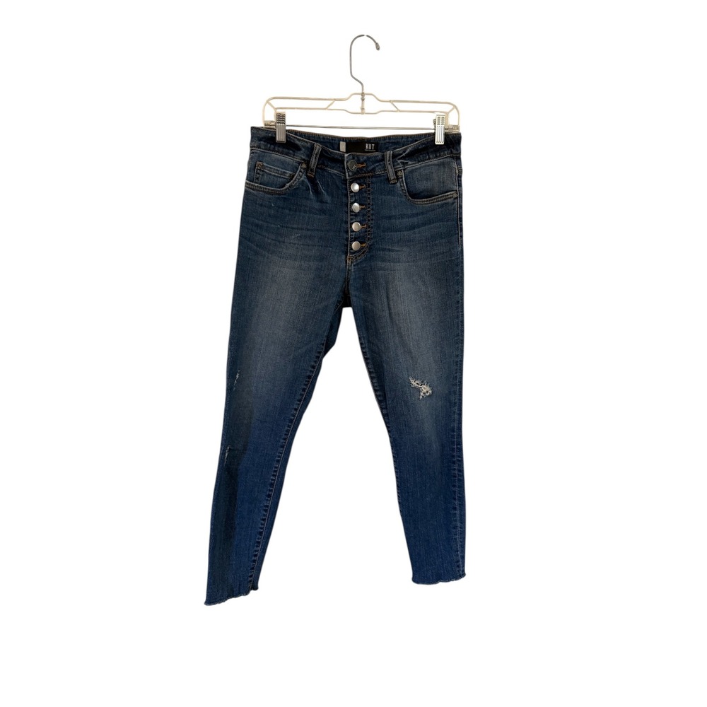 KUT From The Kloth Womens Size 4 High Rise Button Fly Distressed Skinny Jeans